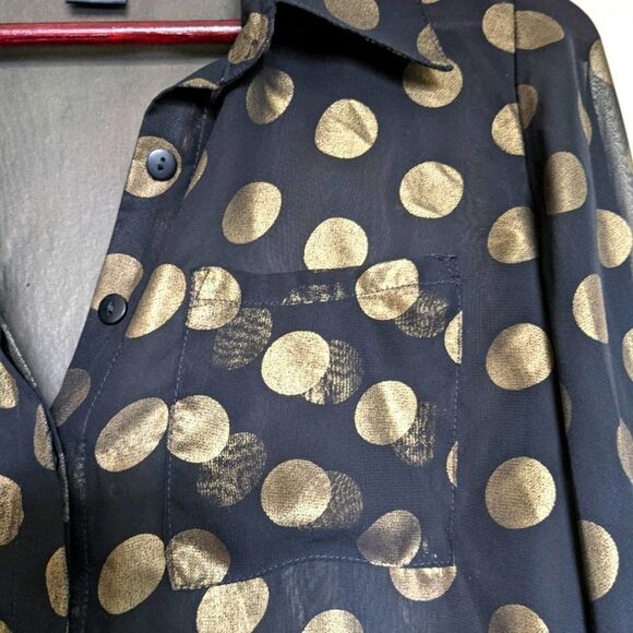 Gold Metallic Semi Sheer Top Size M - Picture 7 of 7